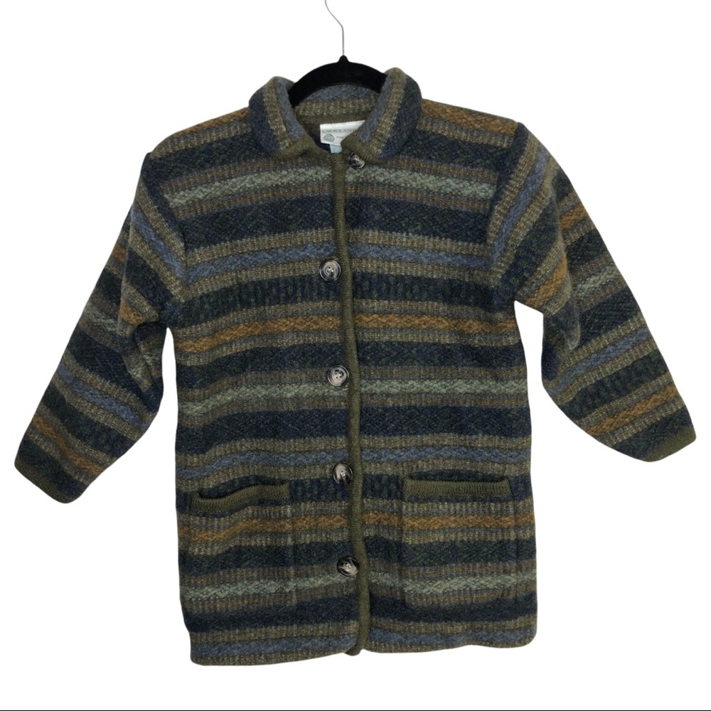 Laura Ashley Striped Wool Jacket - Blue, Green, Brown